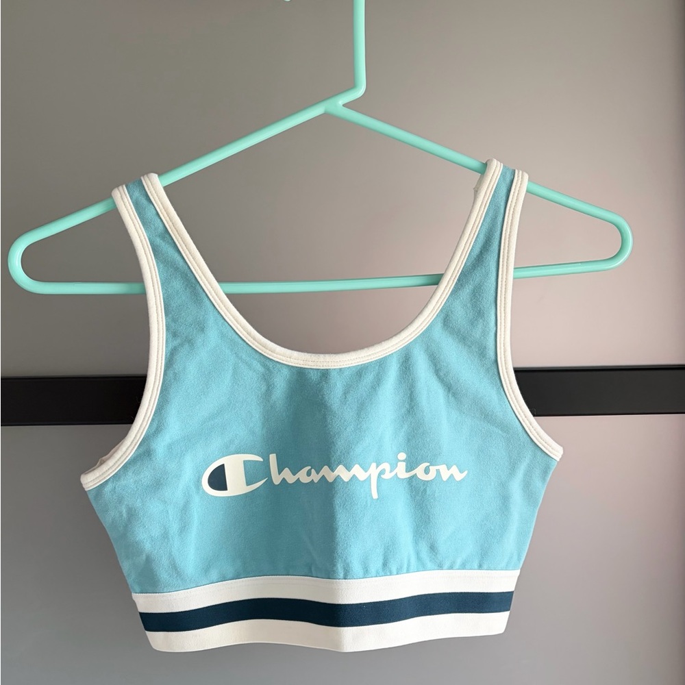 Champion Light Blue Logo Sports Bra